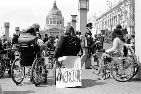 People with disabilities protesting