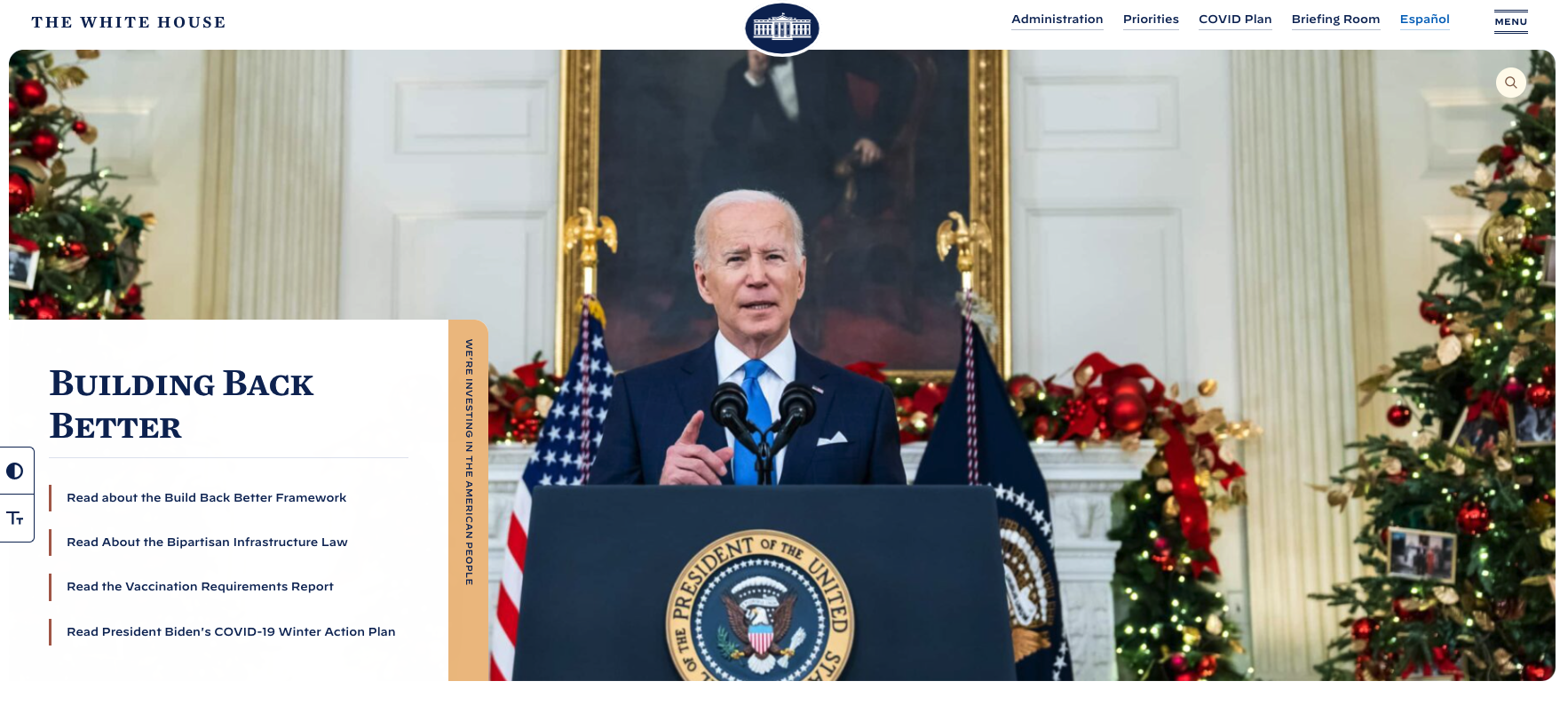 The White House homepage
