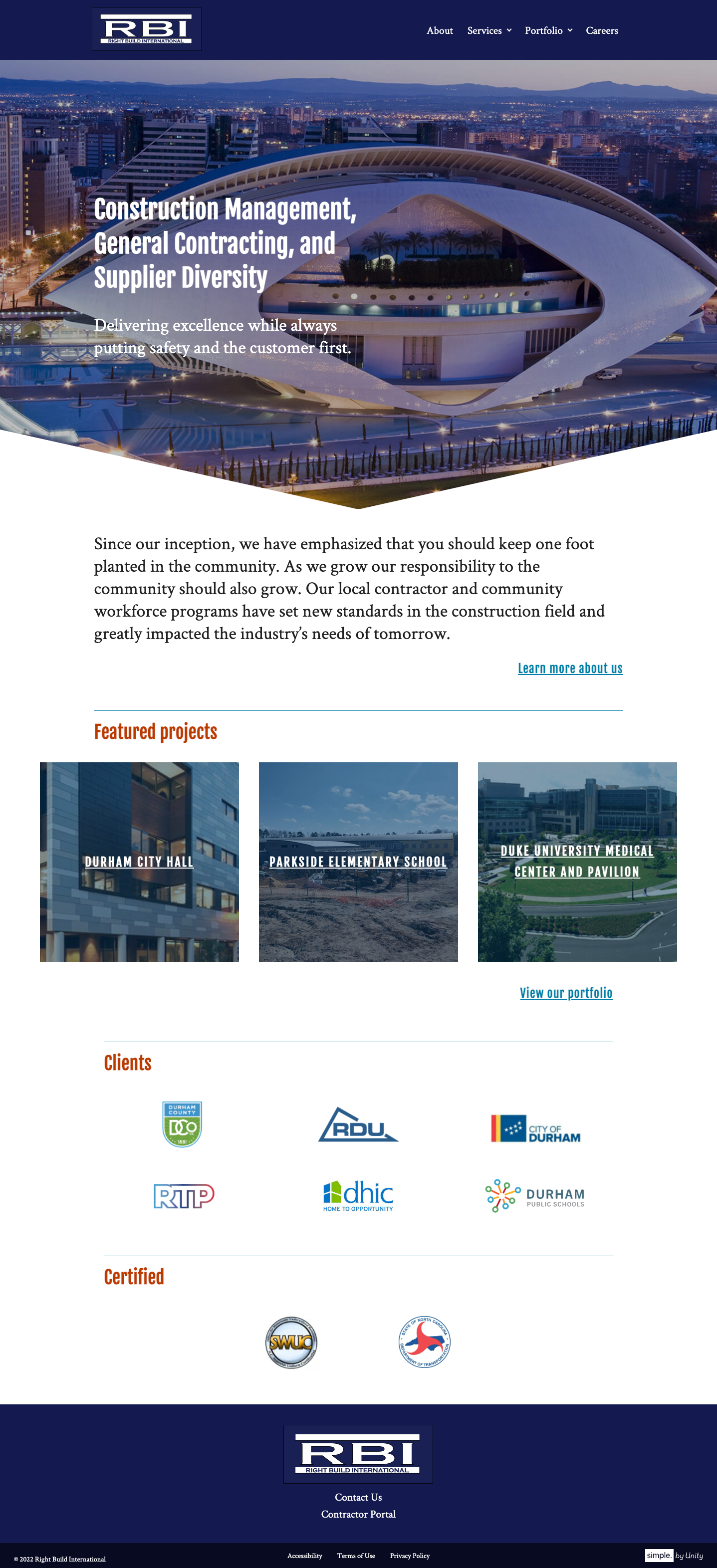 Right Build International homepage